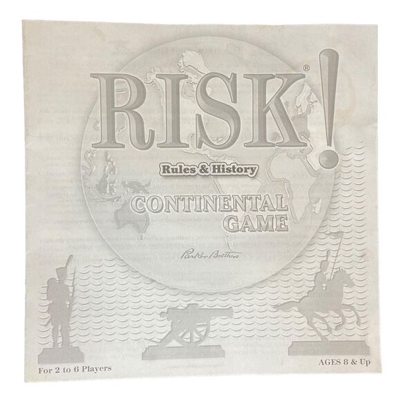 RISK Vintage Board Game 2008 Parker Brothers Inc. Continental Instructions Rules - Picture 1 of 9